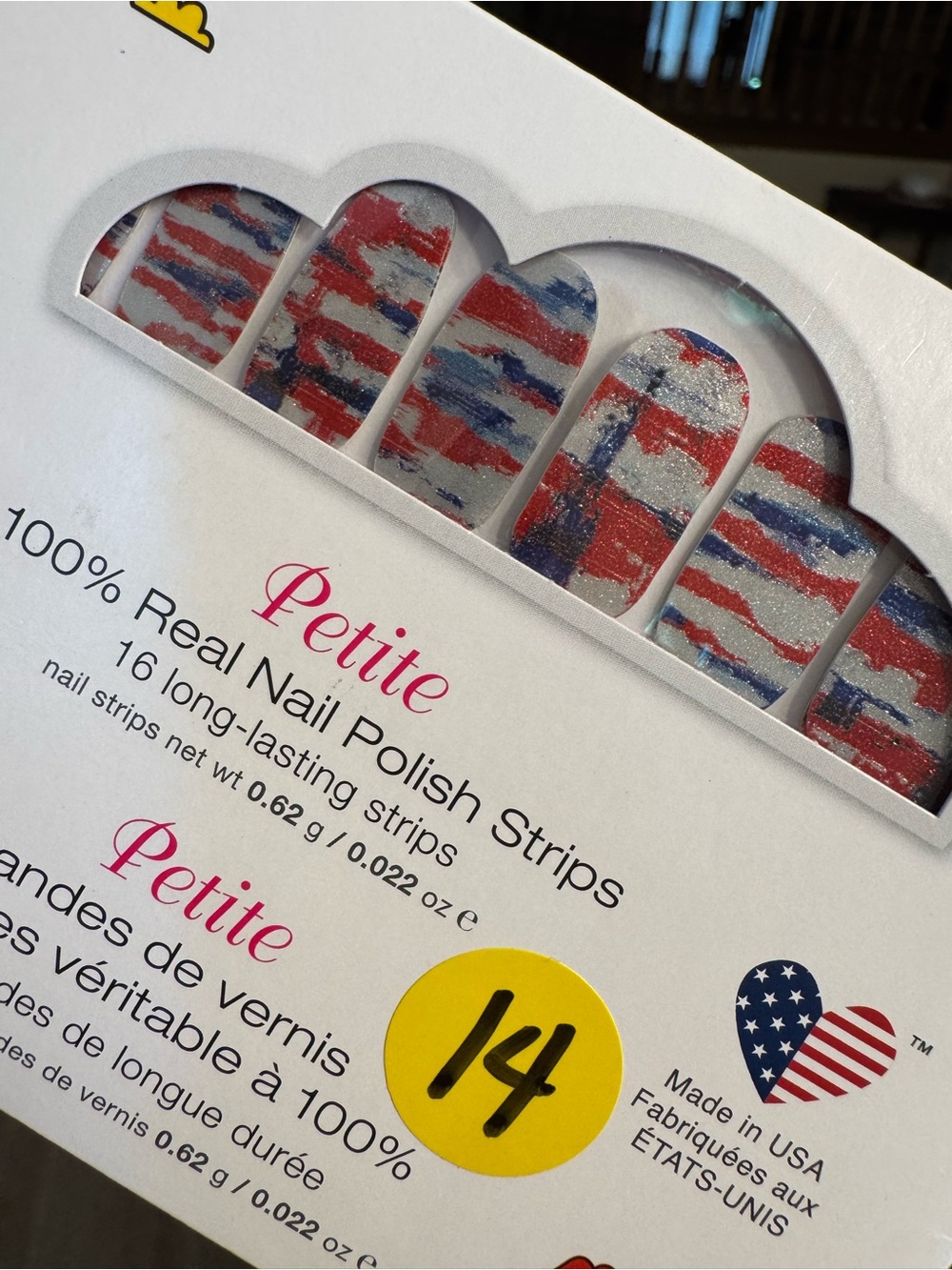 Color Street Petite Nail Polish Strips - Red, Blue & Silver Waves
